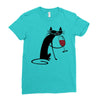 cat and wine Ladies Fitted T-Shirt