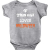 this girl loves halloween Baby Bodysuit