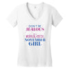 don't be jealous just because i'm a super cute november girl Women's V-Neck T-Shirt