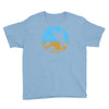 beach surfer silhouette birds sand waves palm Youth Tee