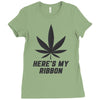 Support Melanoma Cancer Awareness With A Black Cannabis Leaf Ladies Fitted T-Shirt