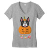 haloween french bulldog Women's V-Neck T-Shirt