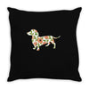 dachshund flower Throw Pillow