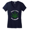 don't panic it's organic   marijuana Women's V-Neck T-Shirt