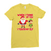touch my elf christmas fun and naughty Ladies Fitted T-Shirt