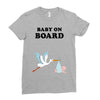 Baby On Board with Stork Ladies Fitted T-Shirt