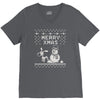 christmas funny dog &amp; snowman V-Neck Tee