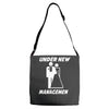 under new management funny Adjustable Strap Totes