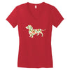 dachshund flower Women's V-Neck T-Shirt