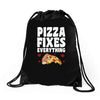 pizza fixes everything Drawstring Bags