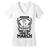 Never Underestimate Dog Rescuer Who Was Born March Women's V-Neck T-Shirt