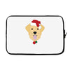 golden retriever dog with red santa's hat Laptop sleeve