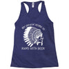 my indian name is runs with beer Racerback Tank