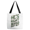 zombie right behind Tote Bags