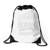 legends are born in january Drawstring Bags