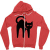 cat black Zipper Hoodie