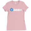 geek' (power on button) Ladies Fitted T-Shirt