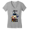 who loves pugs Women's V-Neck T-Shirt