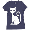 white cat funny Ladies Fitted T-Shirt