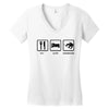 eat sleep snowboard mens black snowboarding t shirt wow Women's V-Neck T-Shirt