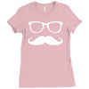 mustache glasses nerd Ladies Fitted T-Shirt