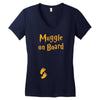 Muggle On Board Orange Women's V-Neck T-Shirt