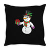 smiling snowman holding out christmas Throw Pillow