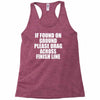 if found on ground please drag across finish line Racerback Tank