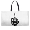 middle finger skeleton bone skull grafitti art Weekender Totes
