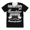 February Girls Are Sunshine Mixed With A Little Hurricane All Over Women's T-shirt