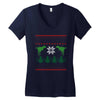 ugly dinosaur christmas Women's V-Neck T-Shirt