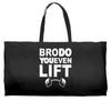 bro do you even lift baseball raglan Weekender Totes