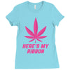 Support Breast Cancer Awareness With A Pink Cannabis Leaf Ladies Fitted T-Shirt