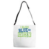 i bleed blue and green Adjustable Strap Totes