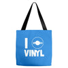i love vinyl Tote Bags