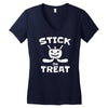 stick or treat Women's V-Neck T-Shirt