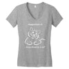 happiness is being loved by a cat Women's V-Neck T-Shirt