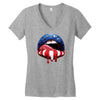 lips  independence day flag america patriotic Women's V-Neck T-Shirt