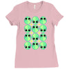 sad alien and daisy nineties grunge pattern Ladies Fitted T-Shirt