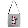 black, red and white Adjustable Strap Totes