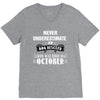 never underestimate an old man who was born in october V-Neck Tee