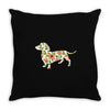 dachshund flower Throw Pillow