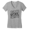 educated, natural, melanated Women's V-Neck T-Shirt