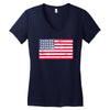 t-rex vintage american flag Women's V-Neck T-Shirt