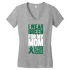 i wear green for my mom liver cancer awareness Women's V-Neck T-Shirt