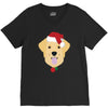 golden retriever dog with red santa's hat V-Neck Tee