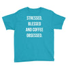stressed, blessed and coffee obsessed Youth Tee