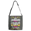 i am a january women Adjustable Strap Totes