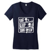 v3 eat sleep code Women's V-Neck T-Shirt
