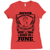 Never Underestimate Dog Rescuer Who Was Born June Ladies Fitted T-Shirt